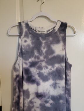 Impressions Gray & White Tie-Dye Waffel Tank-NWT